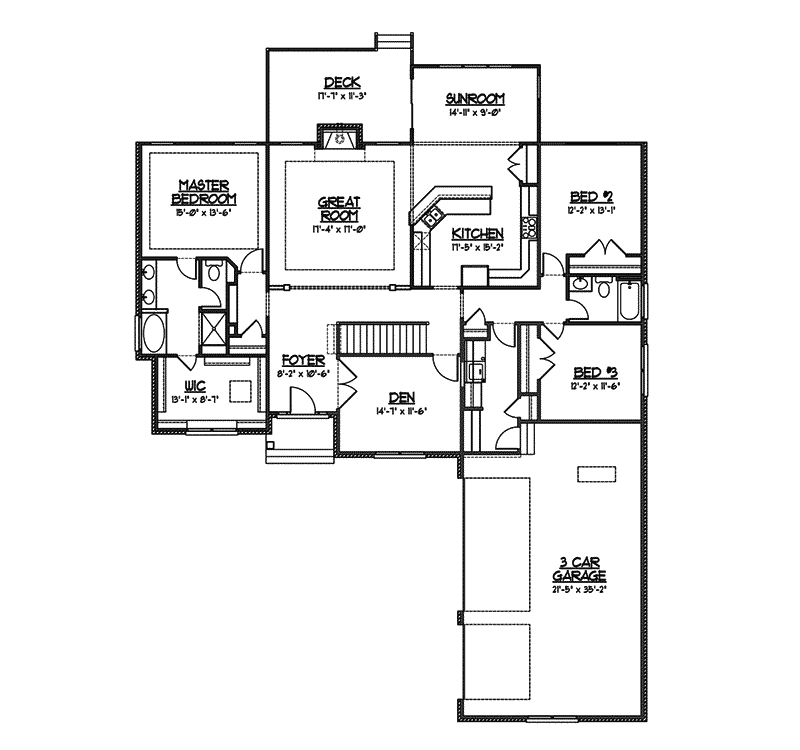 Traditional Home Plan First Floor 119D-0012