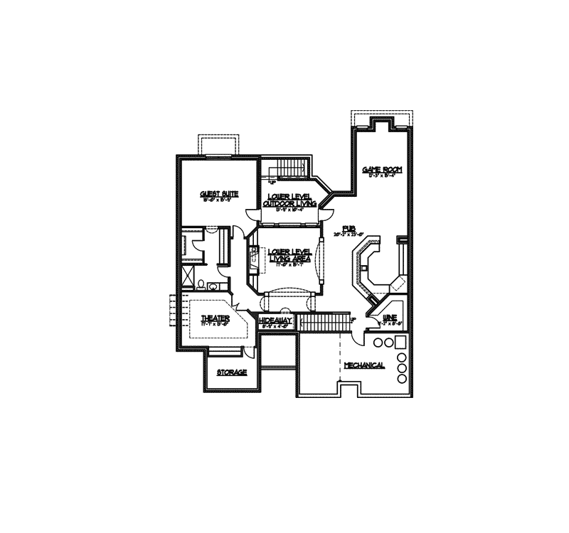 Greek Revival House Plan Lower Level Floor - Vanderville European Home 119D-0013 | House Plans and More