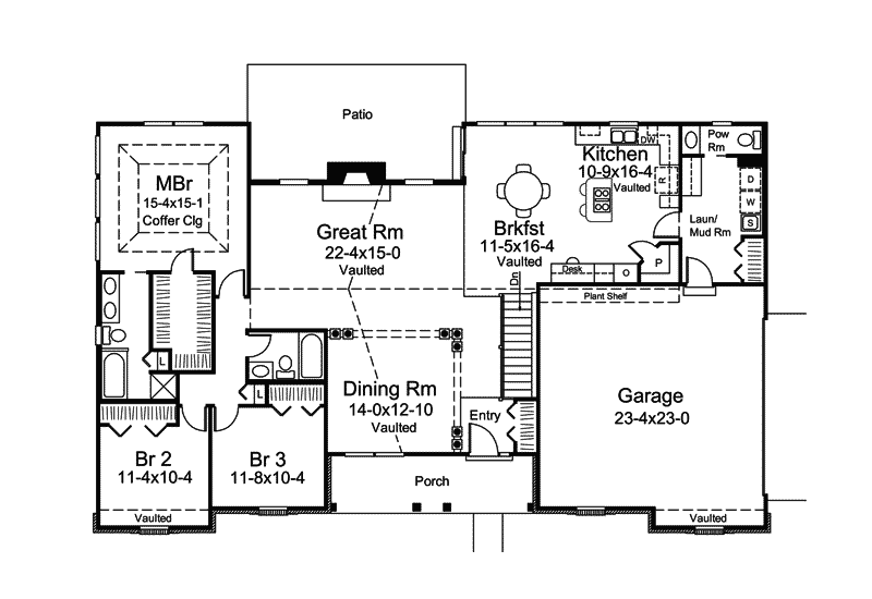 Colonial Home Plan First Floor 121D-0002