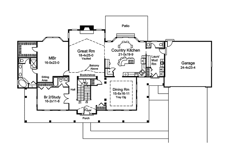 Country Home Plan First Floor 121D-0004