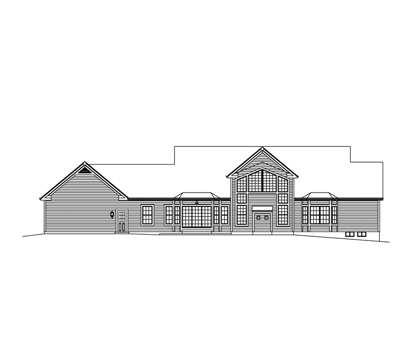Colonial House Plan Rear Elevation - Samantha Country Home 121D-0004 | House Plans and More