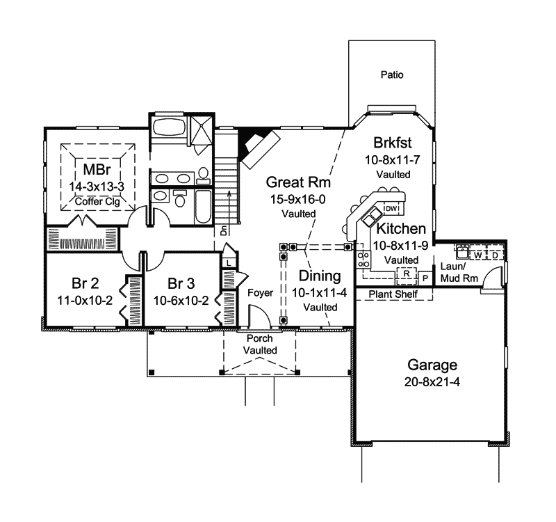 Country Home Plan First Floor 121D-0005