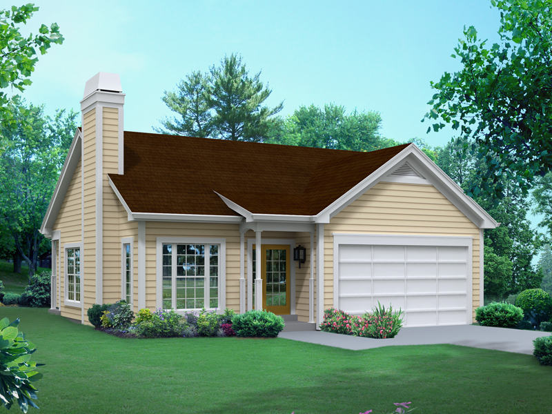 Colonial House Plan Front of Home - Cassandra Country Ranch Home 121D-0010 | House Plans and More