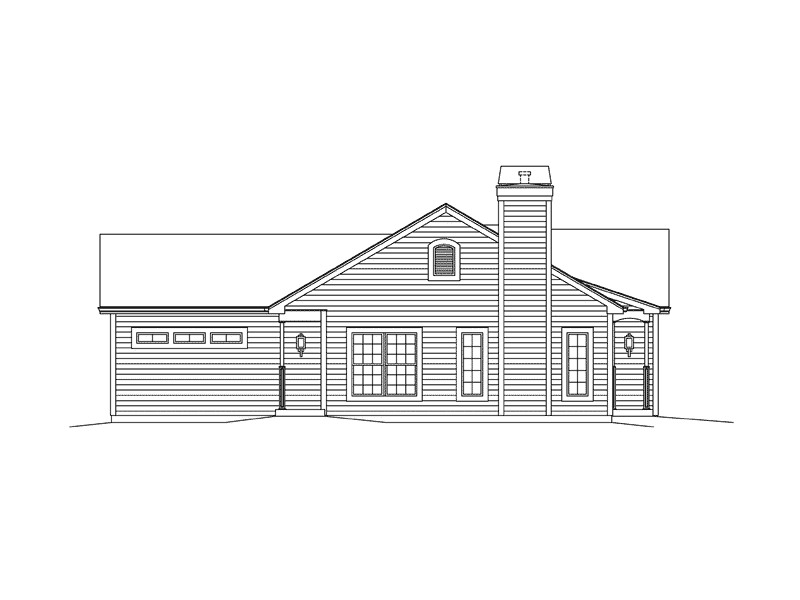 Colonial House Plan Left Elevation - Cassandra Country Ranch Home 121D-0010 | House Plans and More