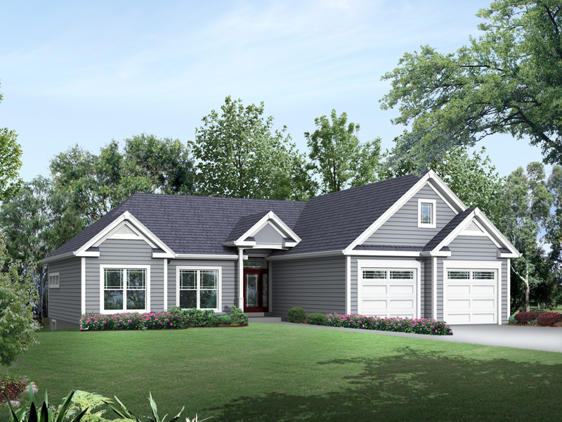 Colonial House Plan Front of Home - Evelyn Atrium Ranch Home 121D-0013 | House Plans and More
