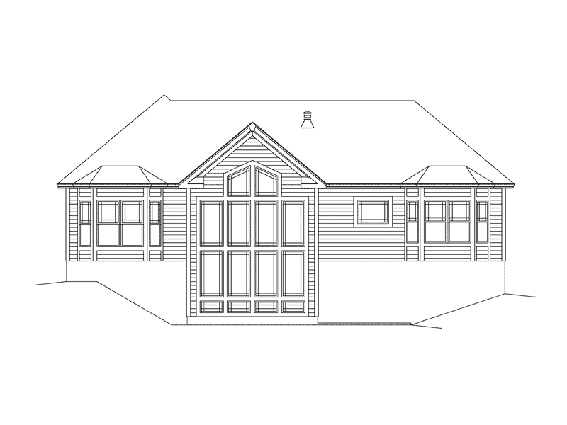 Colonial House Plan Rear Elevation - Evelyn Atrium Ranch Home 121D-0013 | House Plans and More