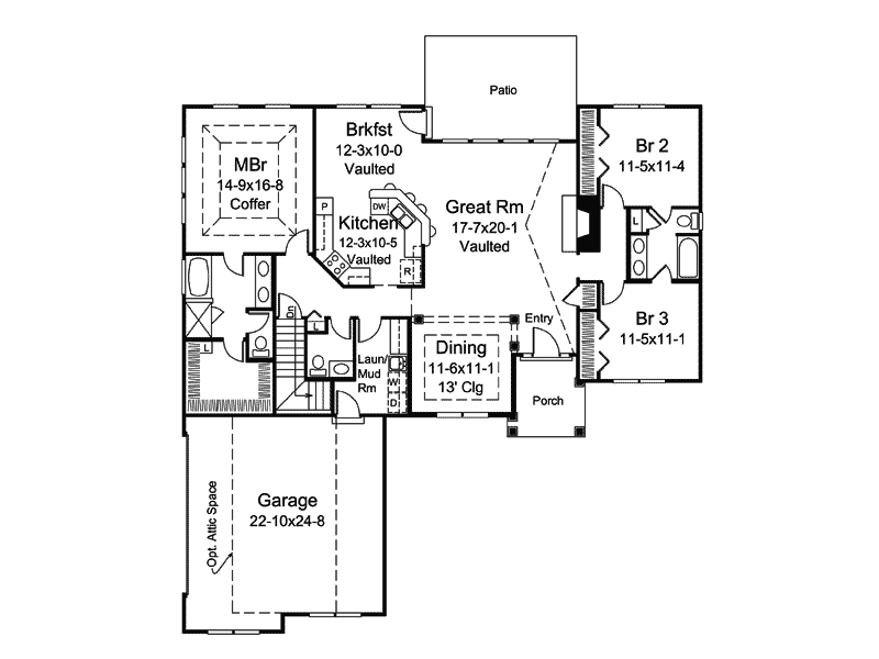 Traditional Home Plan First Floor 121D-0015