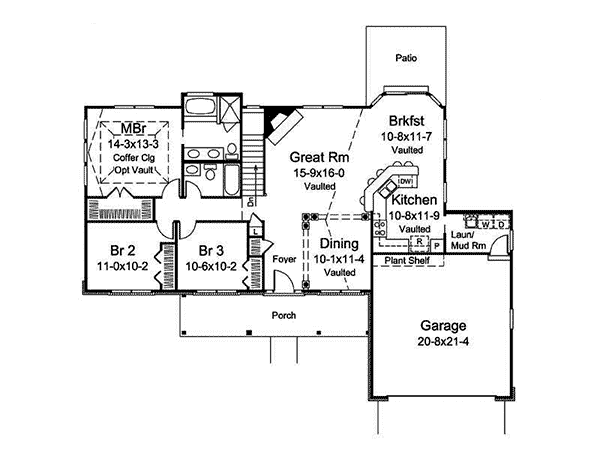 Country Home Plan First Floor 121D-0021