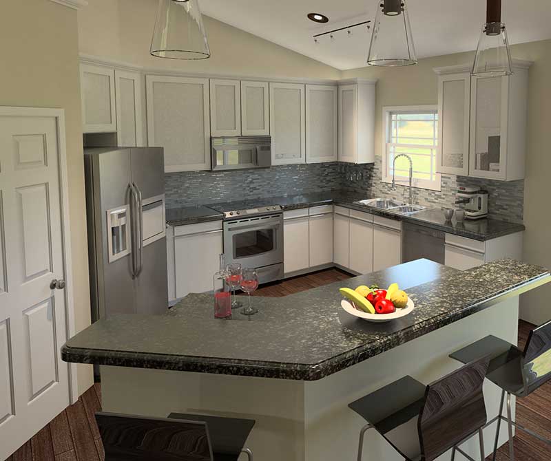 Traditional House Plan Kitchen Photo 01 - Zoey Shingle Style Ranch Home 121D-0023 - Shop House Plans and More