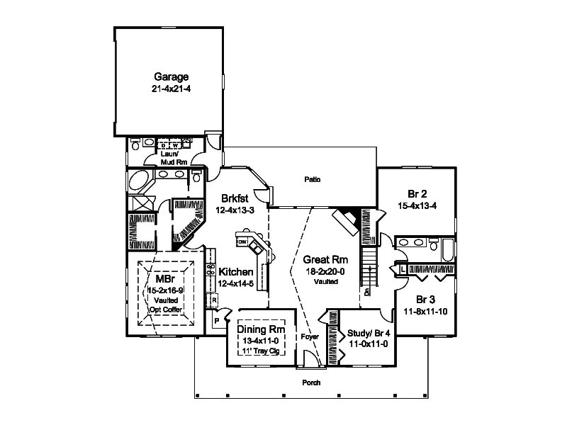 Sarah Country Ranch Home Plan 121D-0032 - Shop House Plans and More