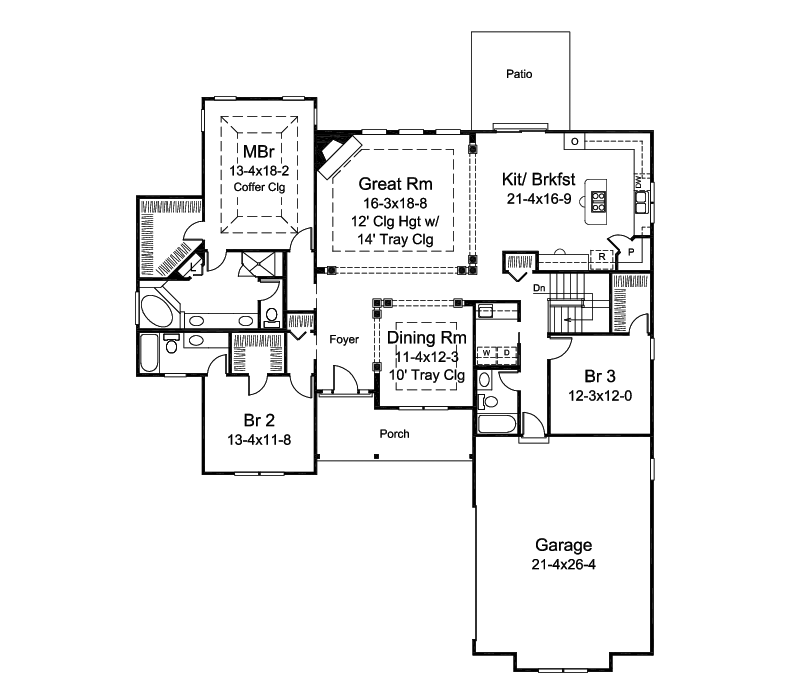 Country Home Plan First Floor 121D-0044