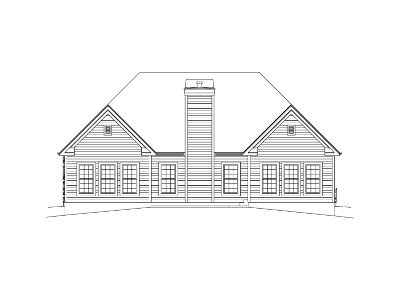 Ranch House Plan Rear Elevation - Buckley Shingle Ranch Home 121D-0045 | House Plans and More