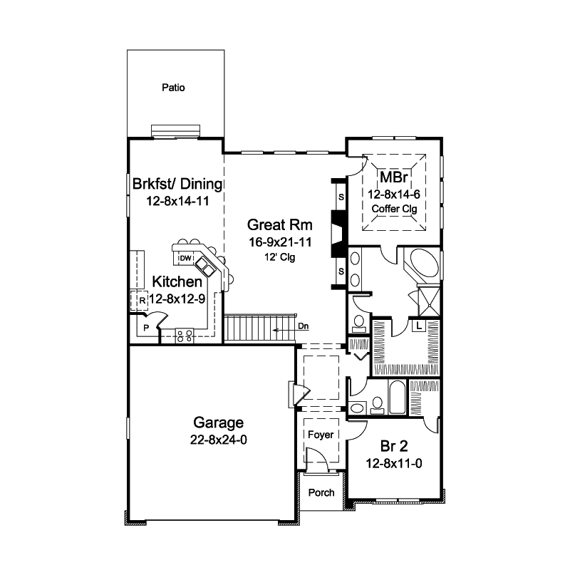 Craftsman House Plan First Floor - Loraine Craftsman Ranch Home 121D-0048 | House Plans and More