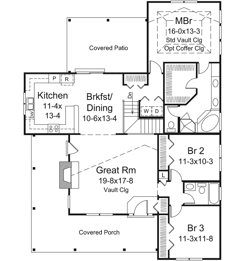 Traditional Home Plan First Floor 121D-0051