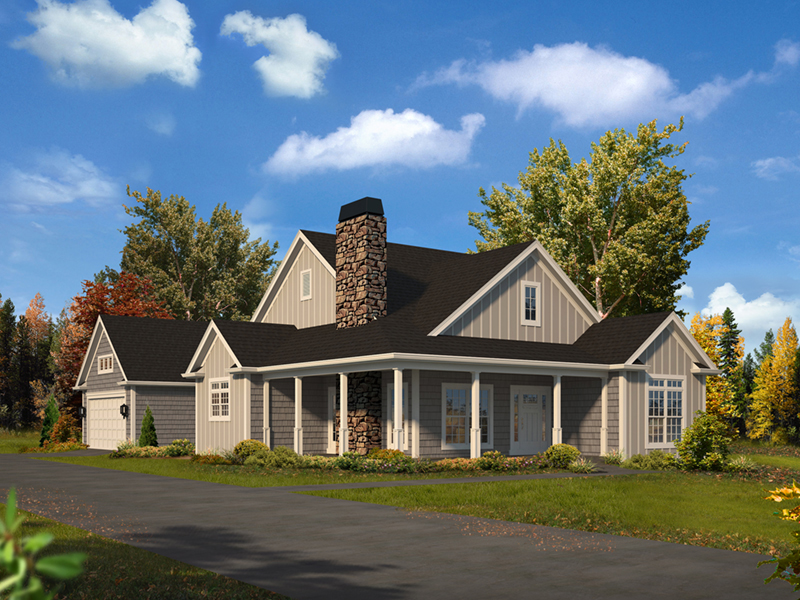 Ranch House Plan Front of Home - Evie Narrow Lot Country Home 121D-0051 | House Plans and More