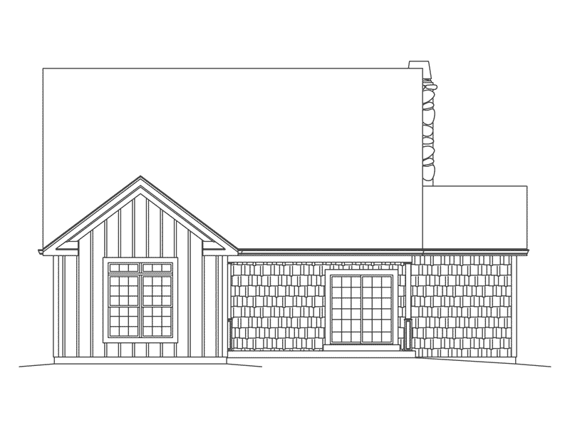 Ranch House Plan Rear Elevation - Evie Narrow Lot Country Home 121D-0051 | House Plans and More