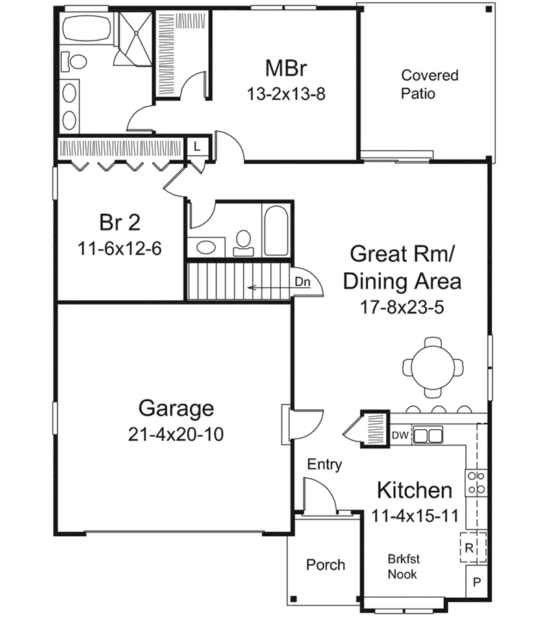 Cabin & Cottage House Plan First Floor - Isabelle Narrow Ranch Home 121D-0052 | House Plans and More