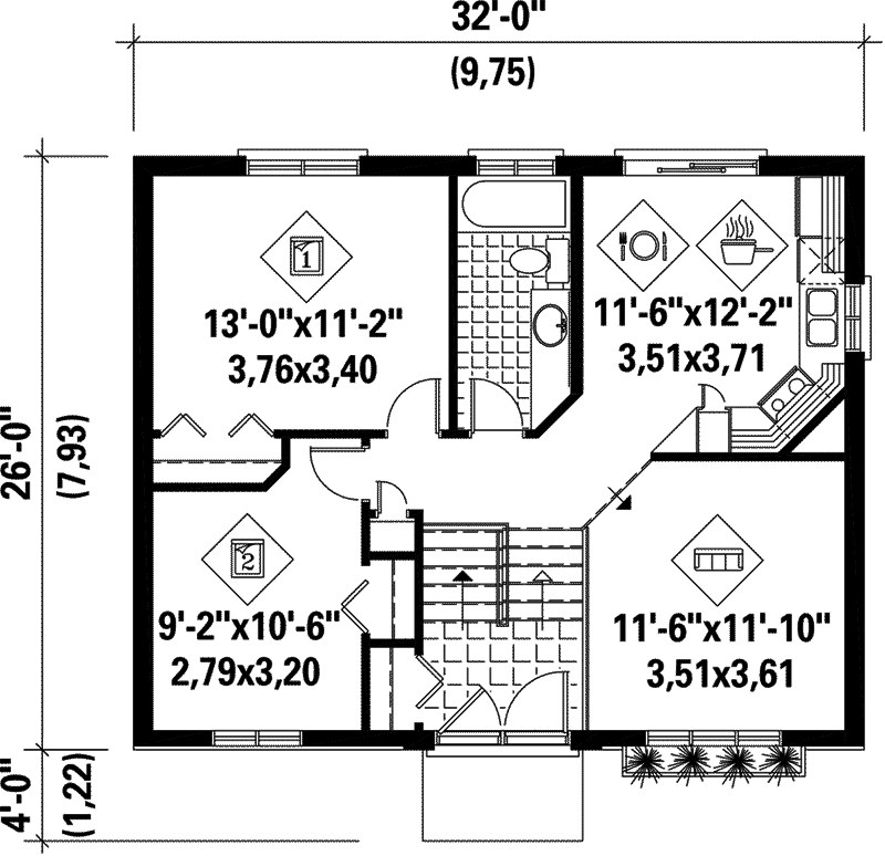 European House Plan First Floor - Candlestick Split-Level Home 126D-0117 - Search House Plans and More