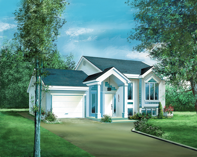 Modern House Plan Front of Home - Posley Split-Level Home 126D-0118 - Shop House Plans and More