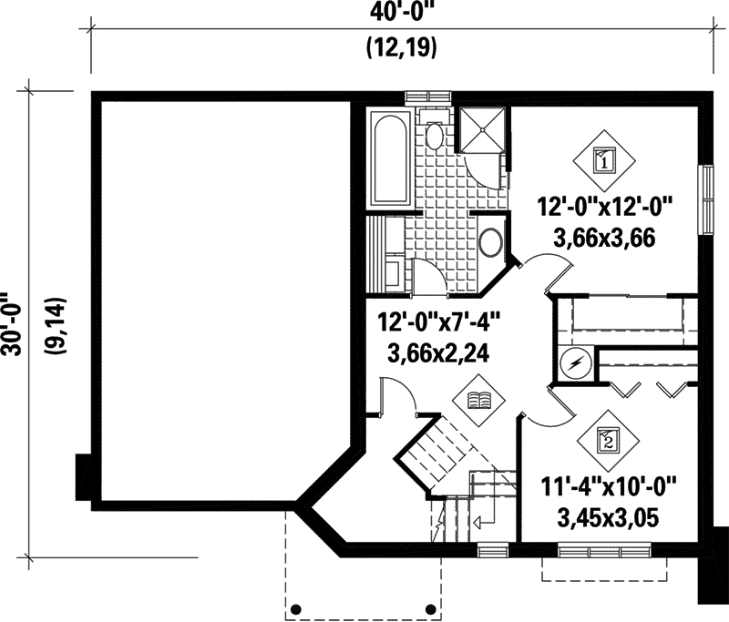 Modern Home Plan Lower Level 126D-0118