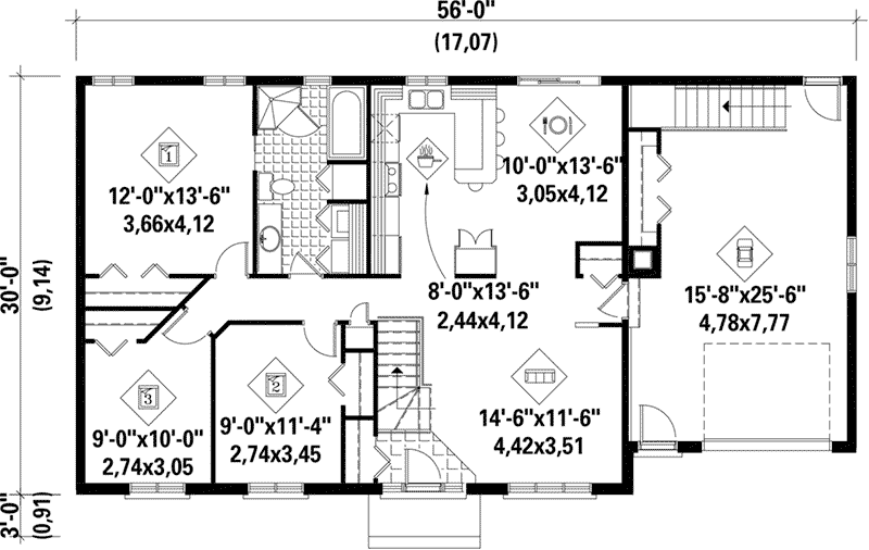 Ranch House Plan First Floor - Karen Creek Ranch Home 126D-0314 - Search House Plans and More