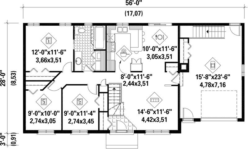 Ranch House Plan First Floor - Lynch Ranch Home 126D-0315 - Shop House Plans and More