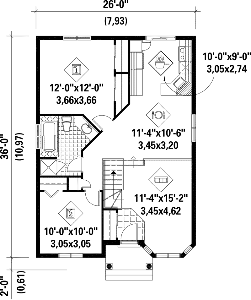 Ranch House Plan First Floor - Strobach Raised Ranch Home 126D-0320 - Shop House Plans and More