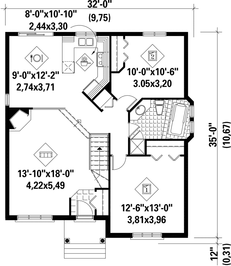 Ranch Home Plan First Floor 126D-0325