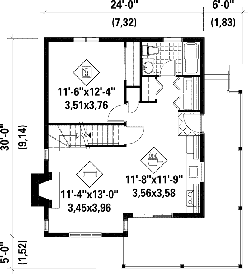 European Home Plan First Floor 126D-1030