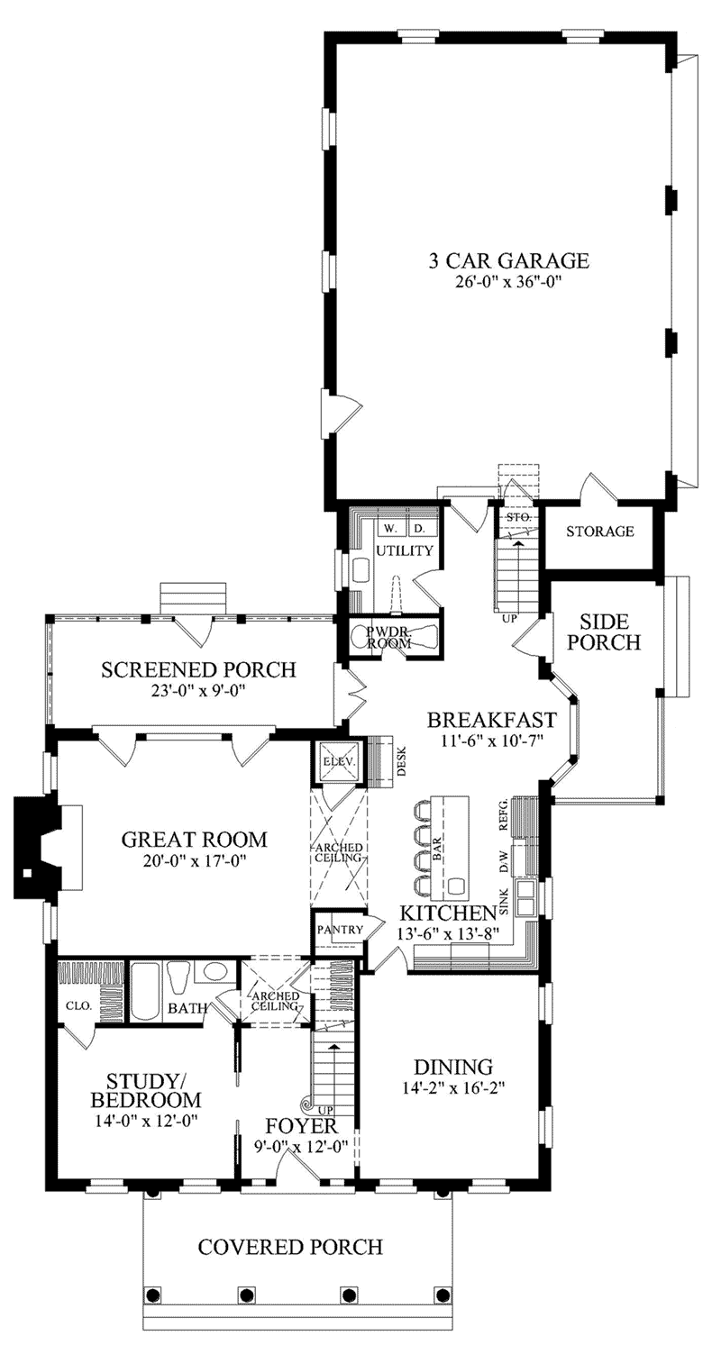 Greek Revival Home Plan First Floor 128D-0033