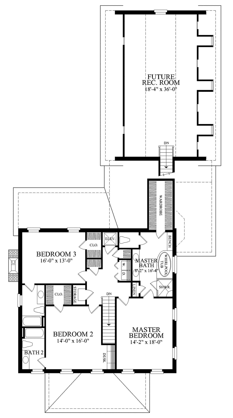 Greek Revival House Plan Second Floor - Bristol Lane Georgian Home 128D-0033 - Search House Plans and More