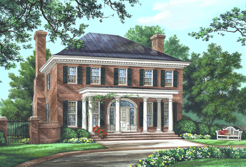 Greek Revival House Plan Front Image - Bristol Lane Georgian Home 128D-0033 - Search House Plans and More