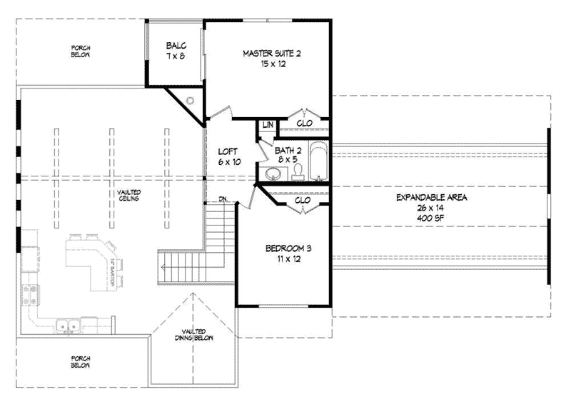 Bungalow House Plan Second Floor - 141D-0145 - Shop House Plans and More
