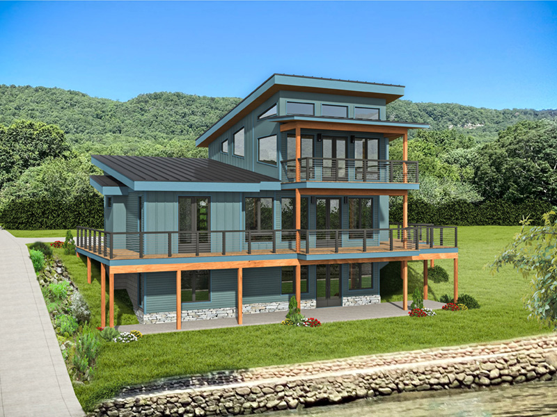 Waterfront House Plan Rear Photo 01 - 141D-0348 - Shop House Plans and More
