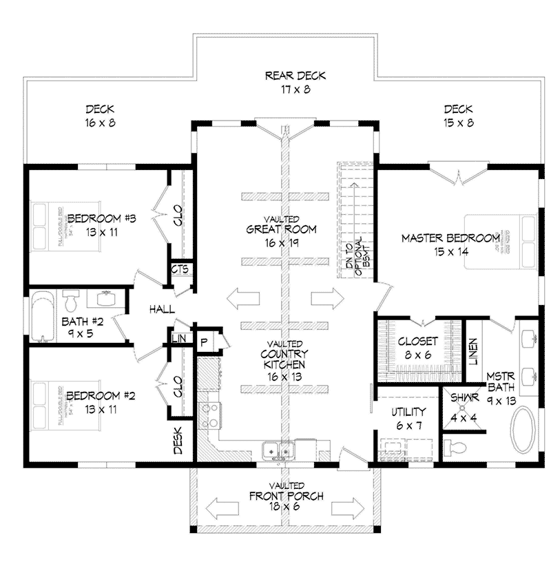 Farmhouse Plan First Floor - 141D-0392 - Shop House Plans and More
