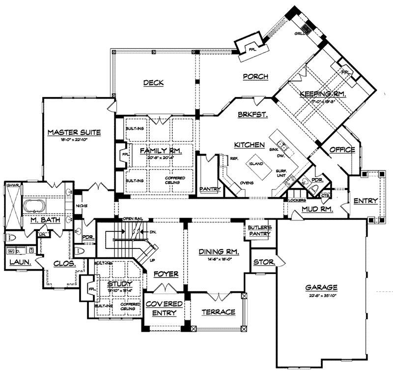 Traditional Home Plan First Floor 149D-0002