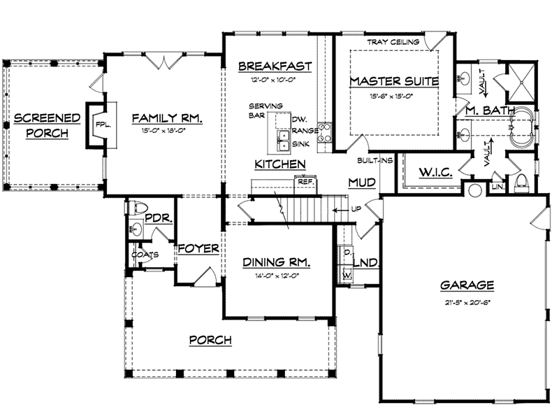 Beach & Coastal House Plan First Floor - Nancy Creek Country Farmhouse 149D-0007 - Shop House Plans and More