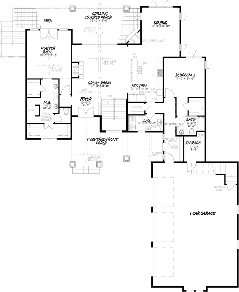 European Home Plan First Floor 155D-0001