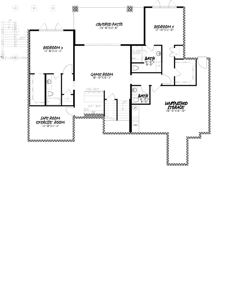 European House Plan Lower Level Floor - Croft Manor Traditional Home 155D-0001 - Search House Plans and More