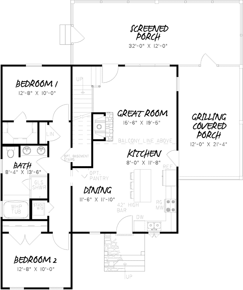 Ranch House Plan First Floor - Lindsey Landing Rustic Home 155D-0002 - Shop House Plans and More