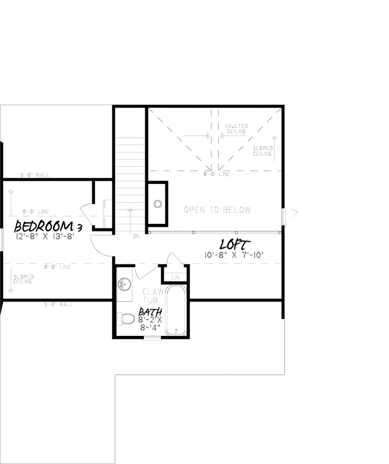 Traditional Home Plan Loft 155D-0002