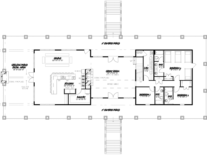 Rustic House Plan First Floor - Cumberland Bay Rustic Home 155D-0006 - Search House Plans and More