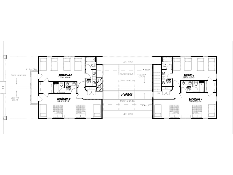 Vacation Home Plan Second Floor 155D-0006
