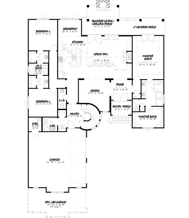 Luxury House Plan First Floor - Ivy Cottage European Home 155D-0007 - Search House Plans and More