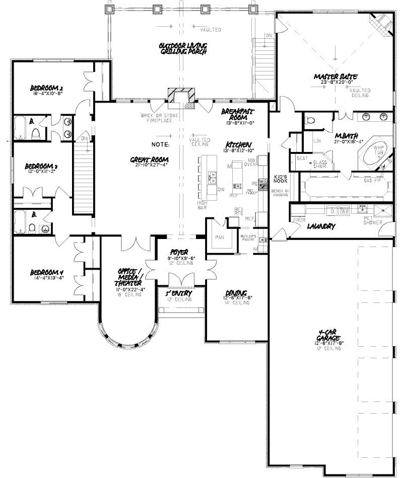 English Cottage House Plan First Floor - Croft European Ranch Home 155D-0008 - Search House Plans and More