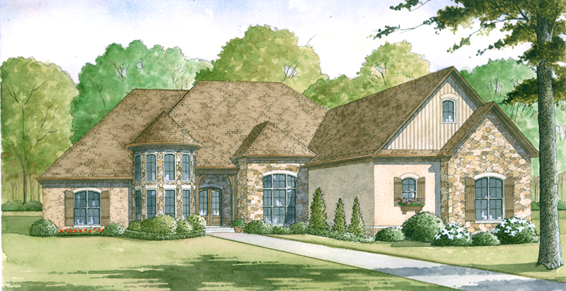 Country French House Plan Front of Home - Croft European Ranch Home 155D-0008 - Search House Plans and More