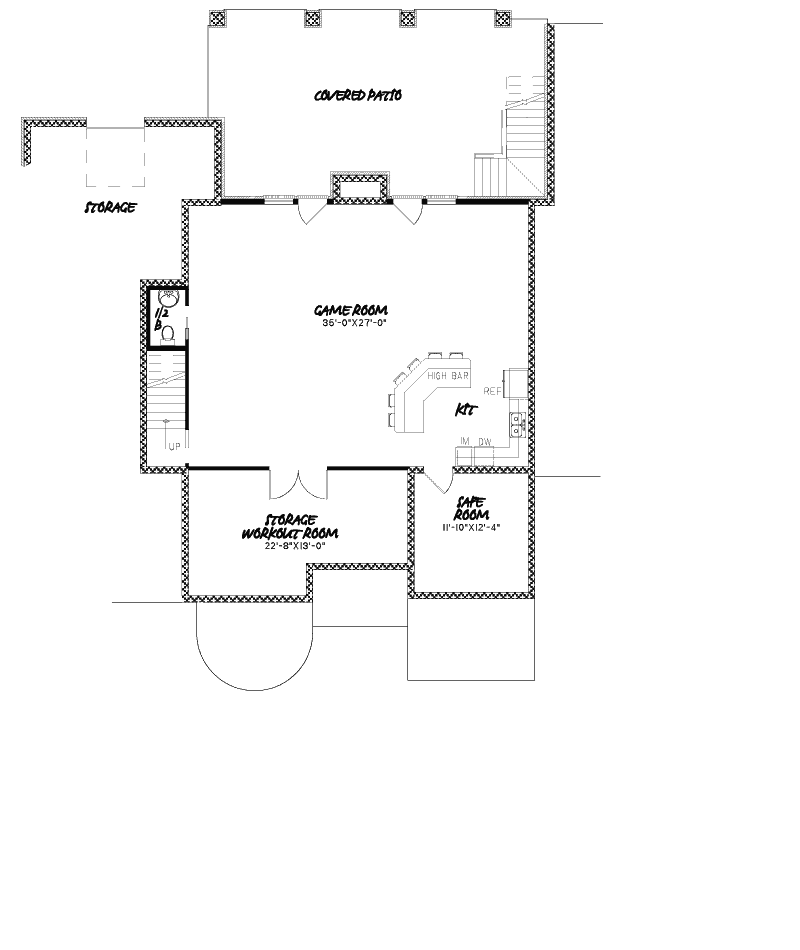 Ranch Home Plan Lower Level 155D-0008