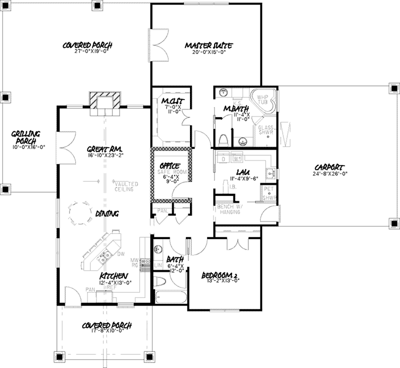 Country House Plan First Floor - Treetop Retreat Craftsman Home 155D-0010 - Shop House Plans and More