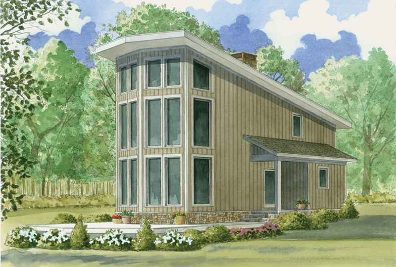 Mountain House Plan Front of Home - Flyaway Retreat Vacation Home 155D-0011 - Search House Plans and More