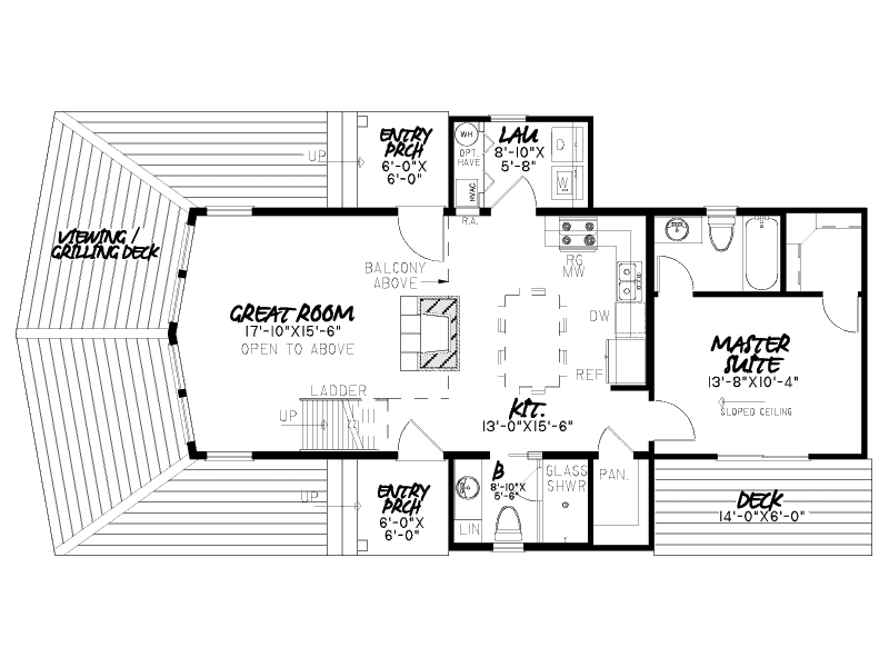 Florida House Plan First Floor - Scenic Retreat Vacation Home 155D-0012 - Shop House Plans and More